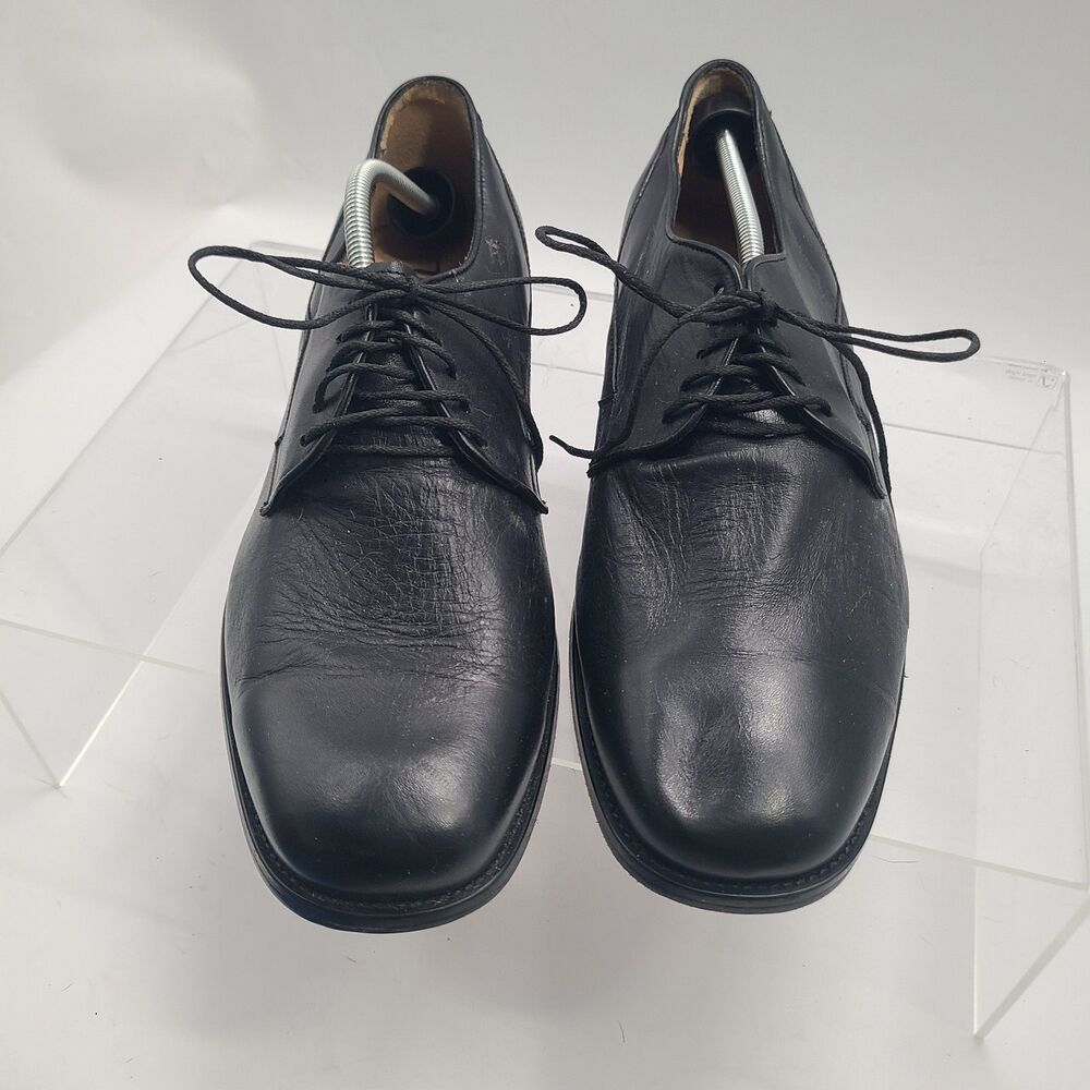 Men's Hitchcock Black Leather Oxford Plain Toe Shoes Size 13 E Wide